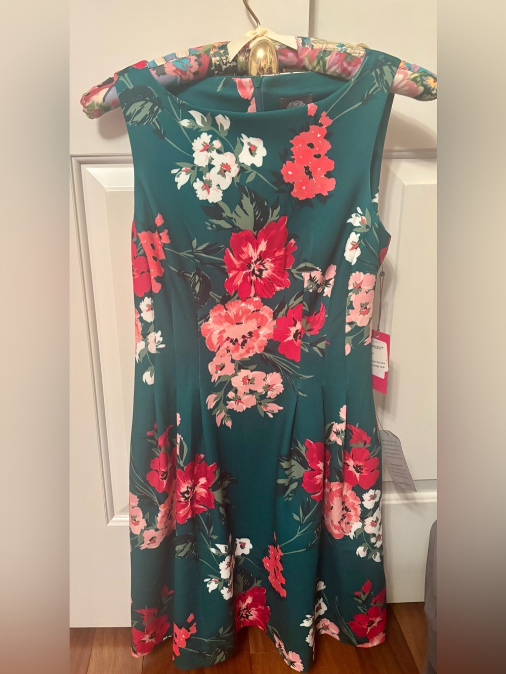 Vince Camuto Green Floral Scuba Knit Fit & Flare Dress, Size 4, NWT
